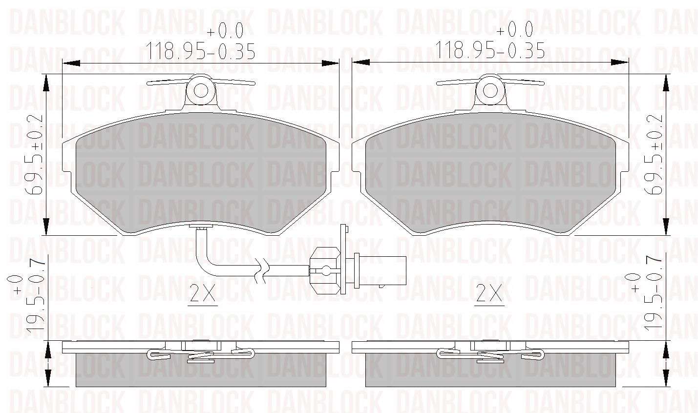 Kit de plaquettes de frein, frein à disque DANBLOCK DB 510391