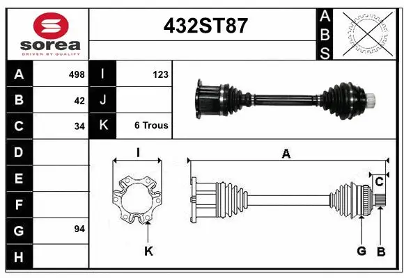 Arbre de transmission STARTCAR 432ST87