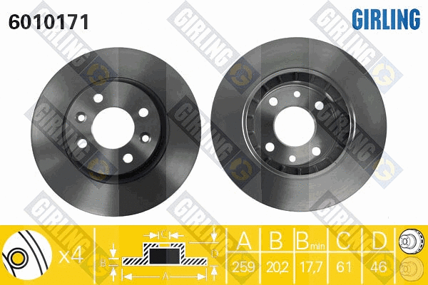 Disque de frein GIRLING 6010171