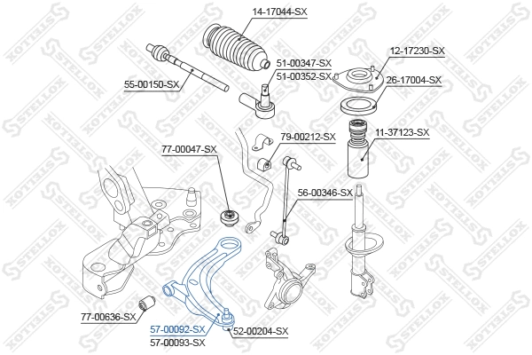 Bras de liaison, suspension de roue STELLOX 57-00092-SX