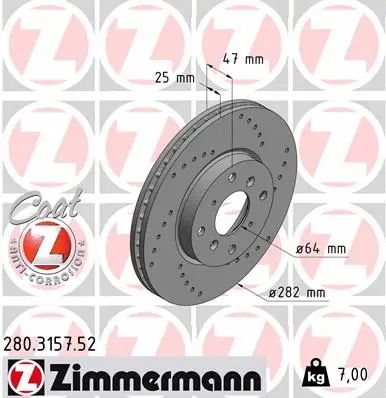 Disque de frein ZIMMERMANN 280.3157.52