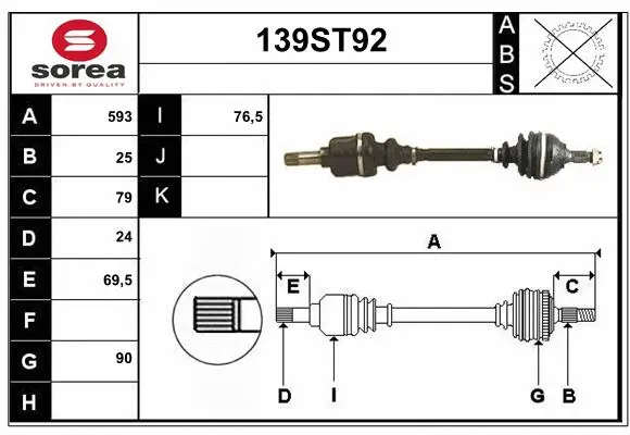 Arbre de transmission STARTCAR 139ST92