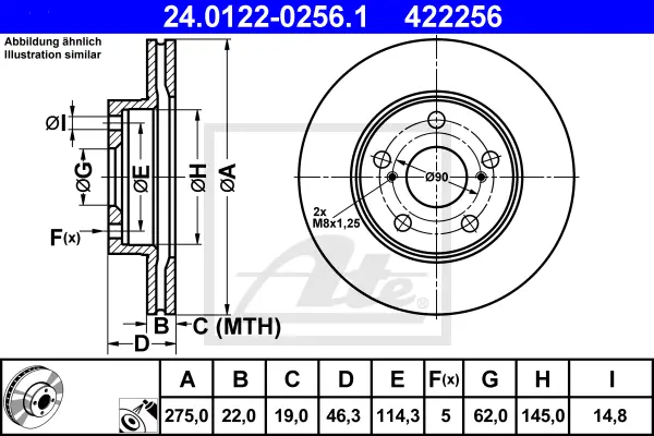 Disque de frein ATE-APAC 24.0122-0256.1