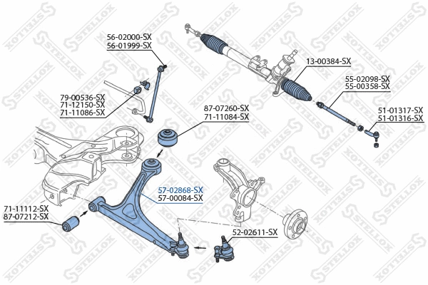 Bras de liaison, suspension de roue STELLOX 57-02868-SX