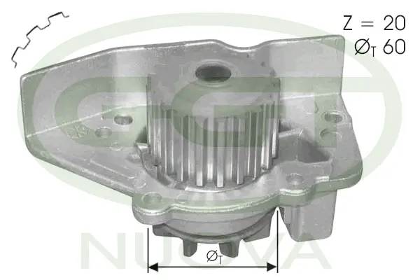 Pompe à eau, refroidissement du moteur GGT PA12333
