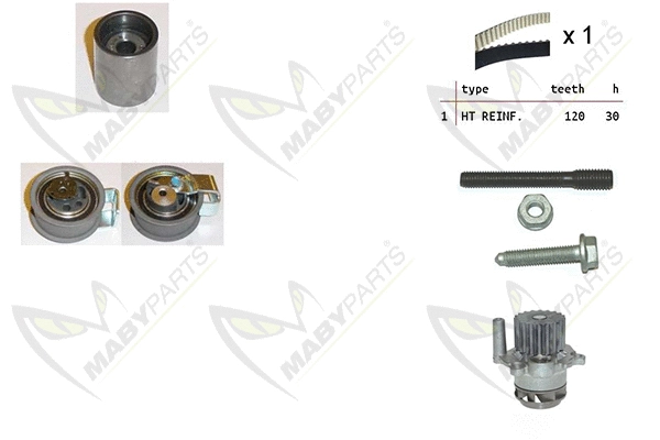Pompe à eau + kit de courroie crantée MABYPARTS OBKWP0102