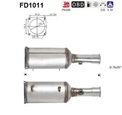 Filtre à particules / à suie, échappement AS FD1011