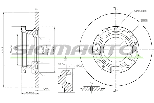Disque de frein SIGMAUTO DBC472S