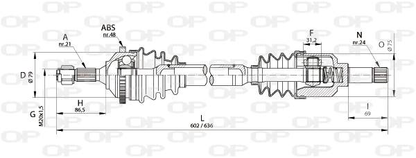 Arbre de transmission OPEN PARTS DRS6125.00