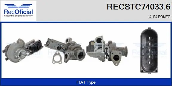 Turbocompresseur, suralimentation RECOFICIAL RECSTC74033.6