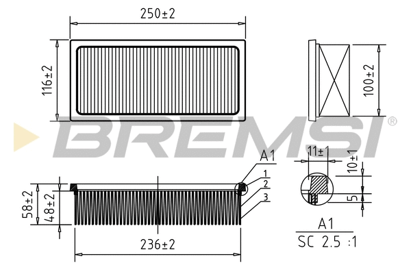 Filtre à air BREMSI FA1187