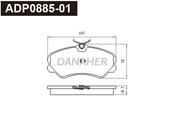 Kit de plaquettes de frein, frein à disque DANAHER ADP0885-01