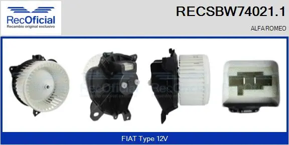 Pulseur d'air habitacle RECOFICIAL RECSBW74021.1