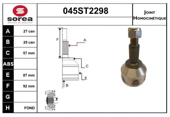 Jeu de joints, arbre de transmission STARTCAR 045ST2298