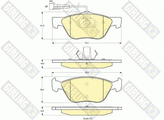 Kit de plaquettes de frein, frein à disque GIRLING 6112122