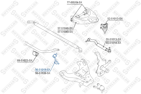 Entretoise/tige, stabilisateur STELLOX 56-51019-SX