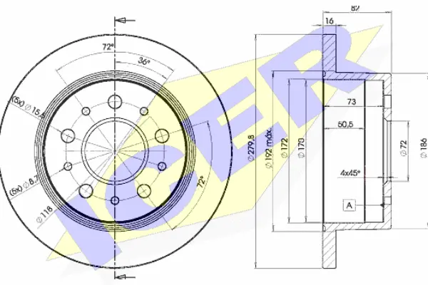 Disque de frein ICER 78BD3806-1