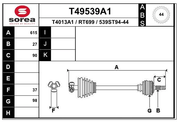 Arbre de transmission EAI T49539A1