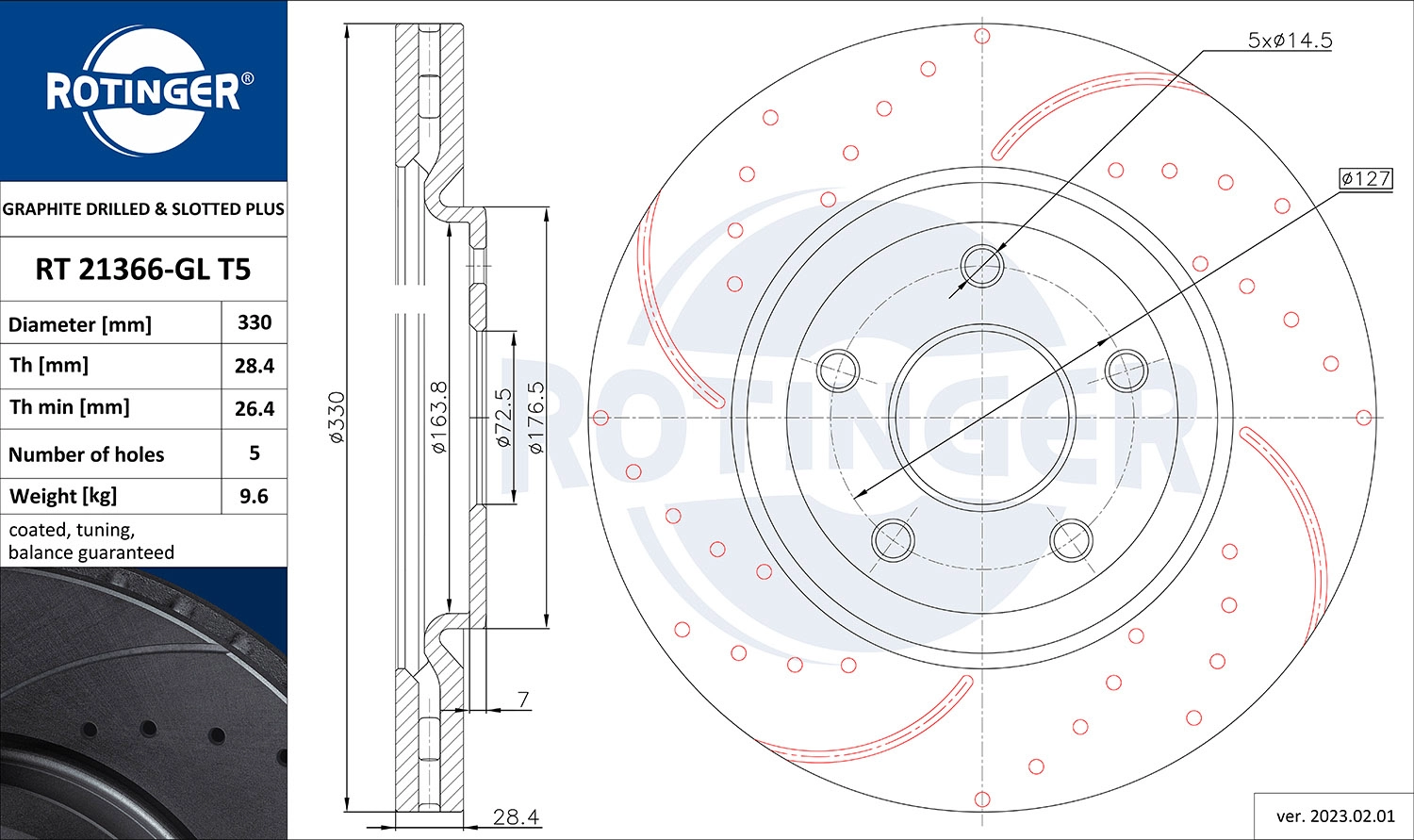 Disque de frein ROTINGER RT 21366-GL T5