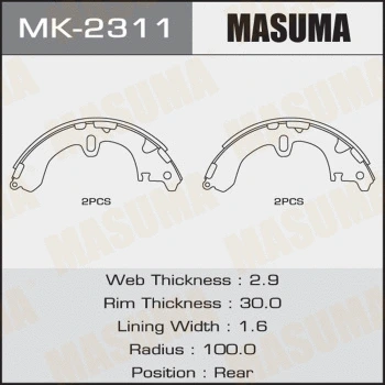 Jeu de mâchoires de frein MASUMA MK-2311