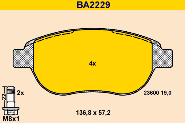Kit de plaquettes de frein, frein à disque BARUM BA2229