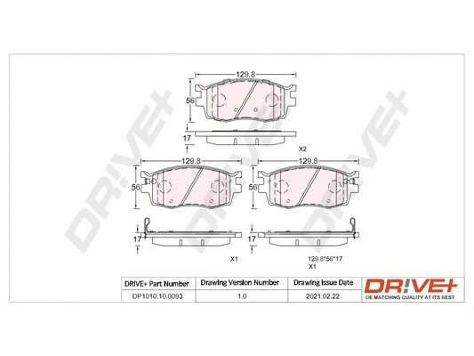 Kit de plaquettes de frein, frein à disque Dr!ve+ DP1010.10.0093