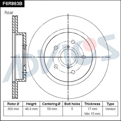 Disque de frein ADVICS F6R863B