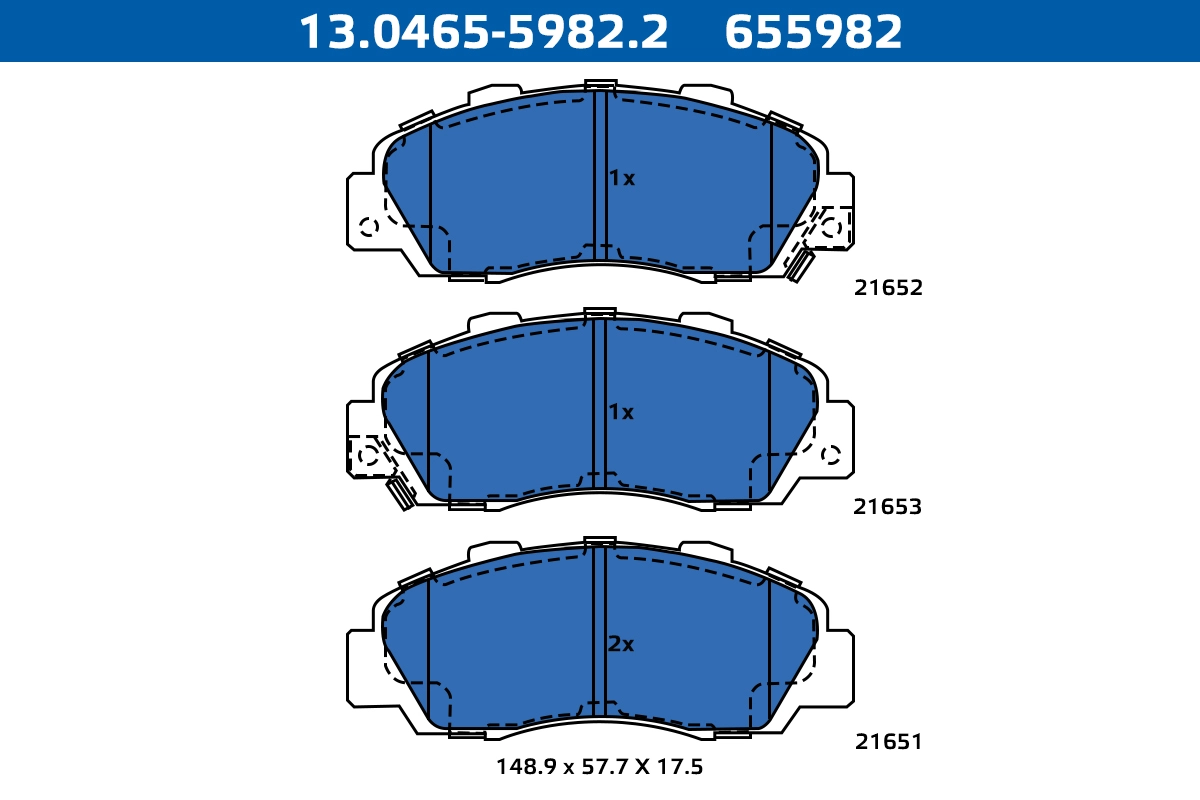 Kit de plaquettes de frein, frein à disque ATE-APAC 13.0465-5982.2