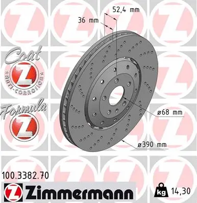 Disque de frein ZIMMERMANN 100.3382.70