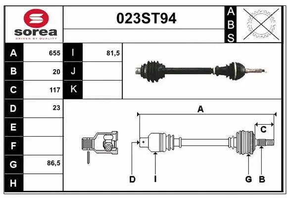 Arbre de transmission STARTCAR 023ST94