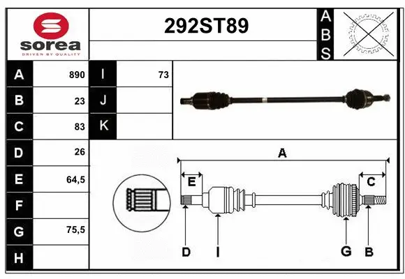 Arbre de transmission STARTCAR 292ST89