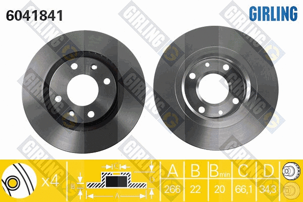 Disque de frein GIRLING 6041841