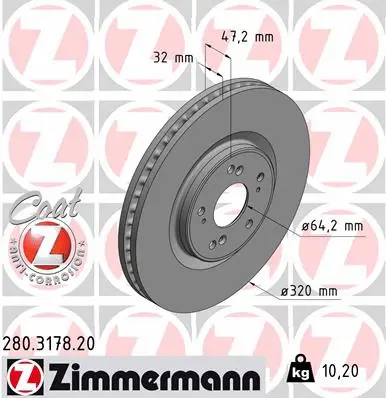 Disque de frein ZIMMERMANN 280.3178.20