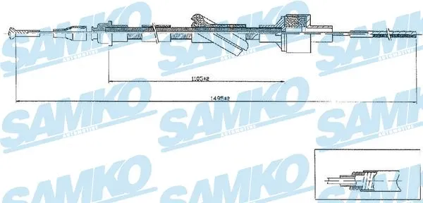 Tirette à câble, commande d'embrayage SAMKO C0103C
