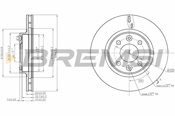 Disque de frein BREMSI CD8327V