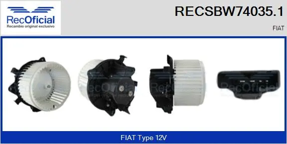 Pulseur d'air habitacle RECOFICIAL RECSBW74035.1
