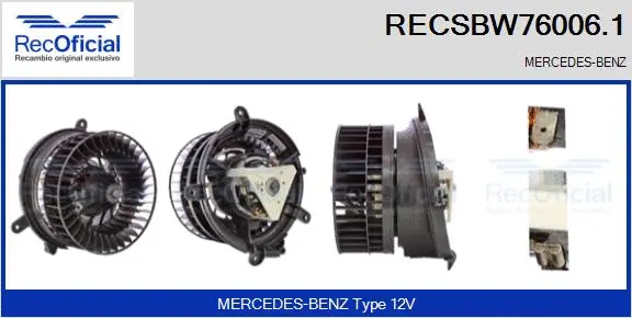 Pulseur d'air habitacle RECOFICIAL RECSBW76006.1
