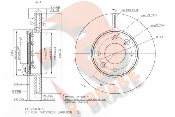 Disque de frein R BRAKE 78RBD20021