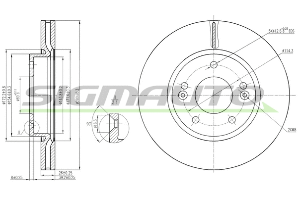 Disque de frein SIGMAUTO DBB619V
