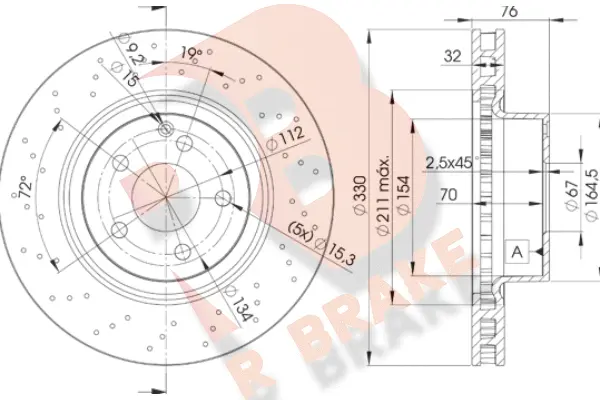 Disque de frein R BRAKE 78RBD25038