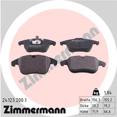 Kit de plaquettes de frein, frein à disque ZIMMERMANN 24123.200.1