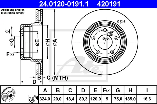 Disque de frein ATE-APAC 24.0120-0191.1