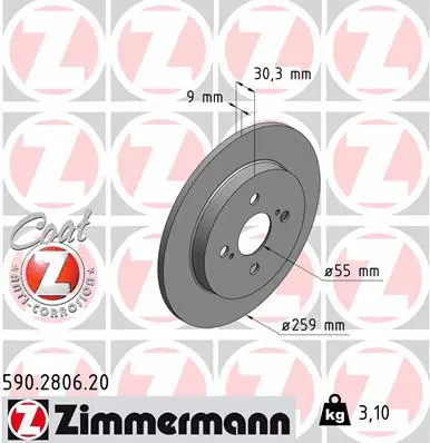 Disque de frein ZIMMERMANN 590.2806.20
