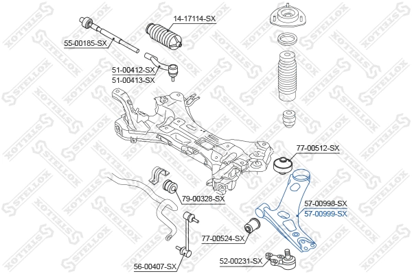 Bras de liaison, suspension de roue STELLOX 57-00999-SX