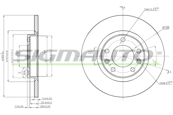 Disque de frein SIGMAUTO DBC569S