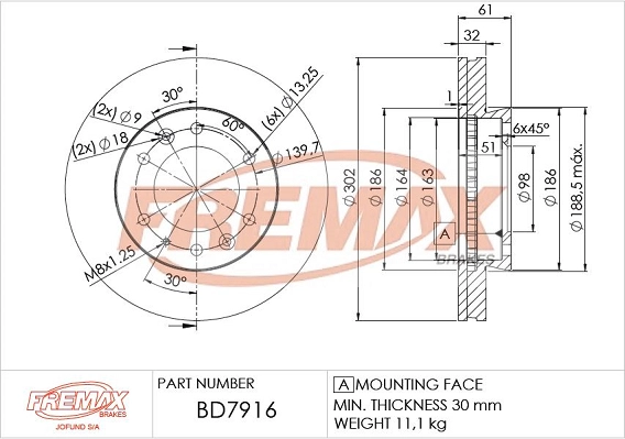 Disque de frein FREMAX BD-7916