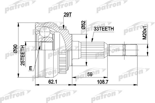 Jeu de joints, arbre de transmission PATRON PCV1051