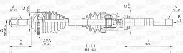 Arbre de transmission OPEN PARTS DRS6463.00
