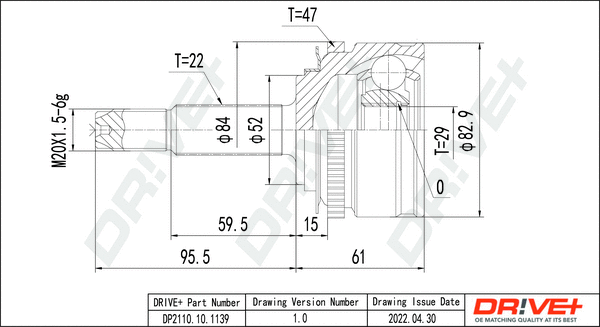 Jeu de joints, arbre de transmission Dr!ve+ DP2110.10.1139