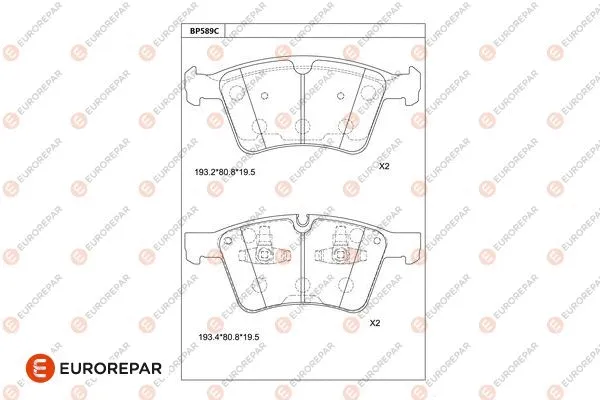 Kit de plaquettes de frein, frein à disque EUROREPAR 1681262980
